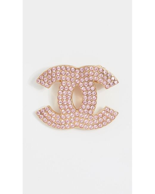 What Goes Around Comes Around Pink Chanel Crystal Cc Hair Pin