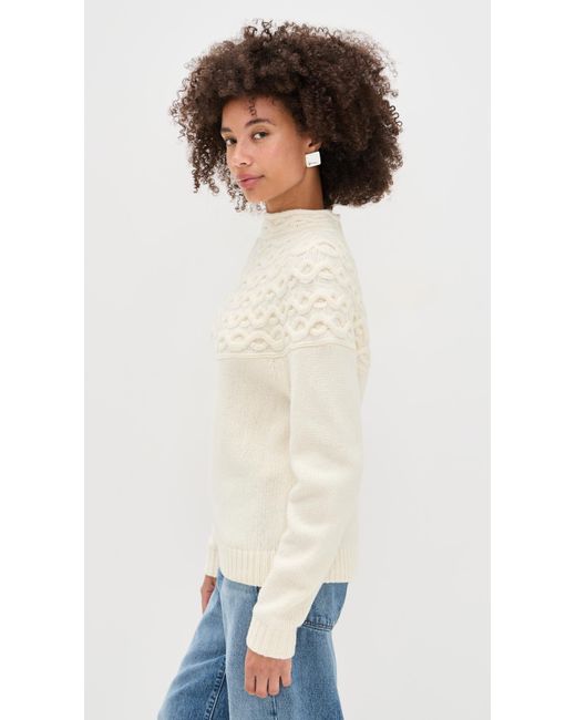 Theory White Cable Yoke Sweater