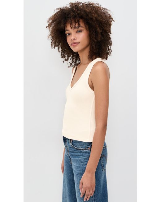 PERFECTWHITETEE White Structured Rib V-Neck Tank