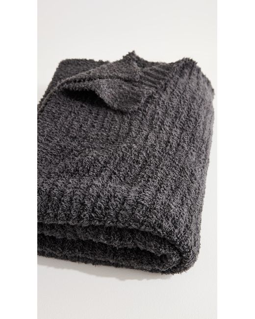 Barefoot Dreams Black Cozychic Ribbed Throw