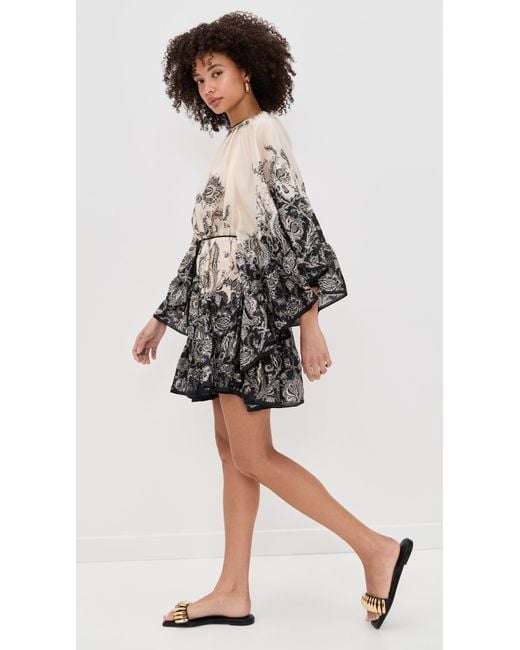 ワンピース Zimmermann Rhiannon Lantern Mini Dress Rhiannon Lantern Mini Dress Cream/Black Floral Online
