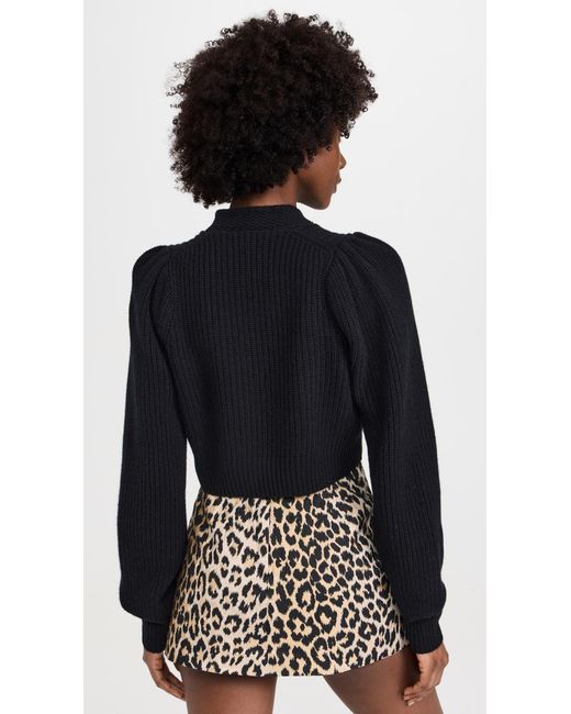 LoveShackFancy Black Avignon Crop Cardigan