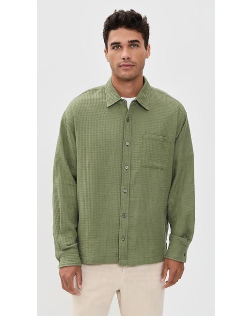 Bather Green Waffle Leisure Shirt for men