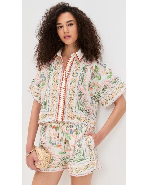 En Saison Multicolor Alaia Linen Top