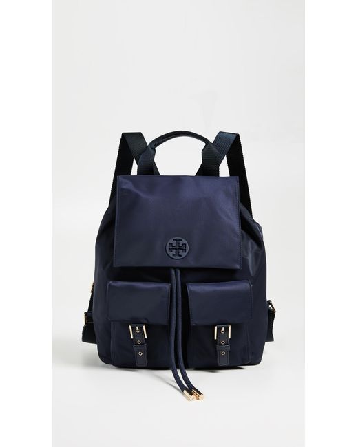 Tory Burch Blue Tilda Nylon Flap Backpack