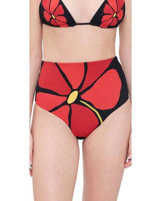 Cala De La Cruz Red Elisa Bikini Bottoms