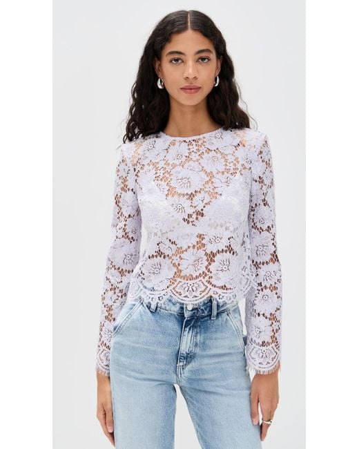 Self-Portrait White Lace Fluted Sleeve Top