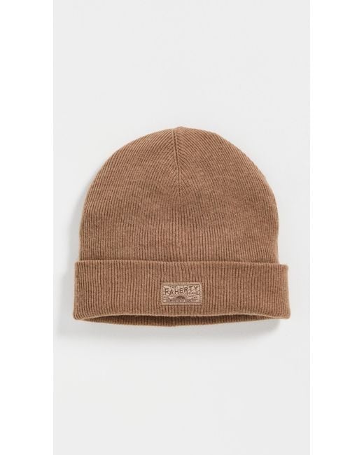 Faherty Brand Natural Core Logo Beanie for men