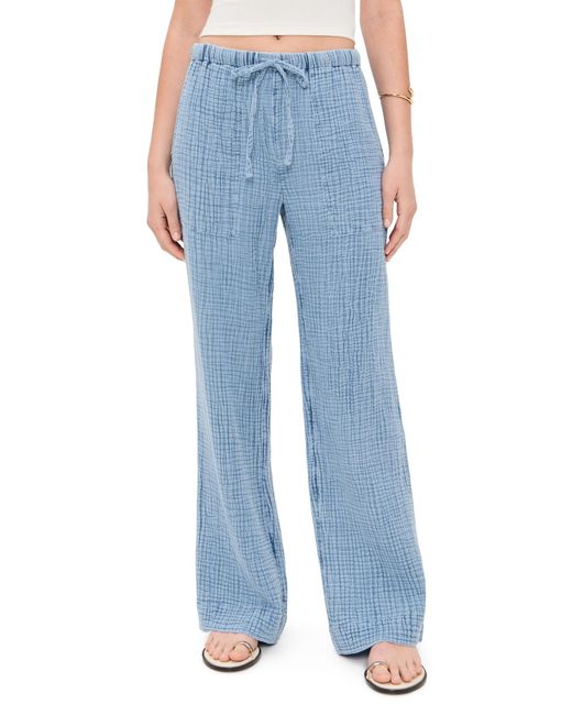 Faherty Brand Blue Dune Cotton Gauze Drawstring Pants