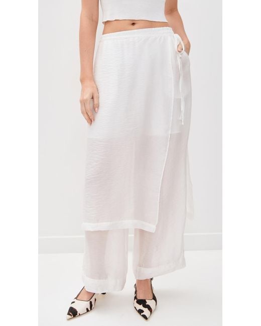 Simonett White Textured Translucent Overlay Trousers