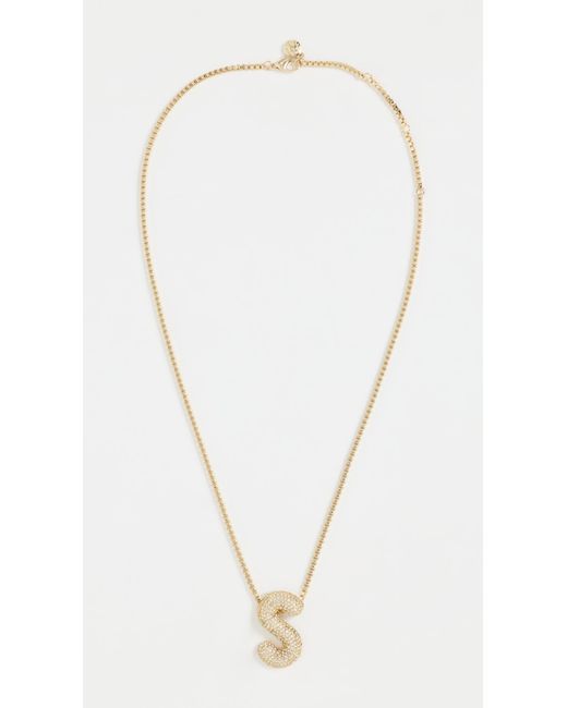 BaubleBar White Pave Bubble Initial Necklace