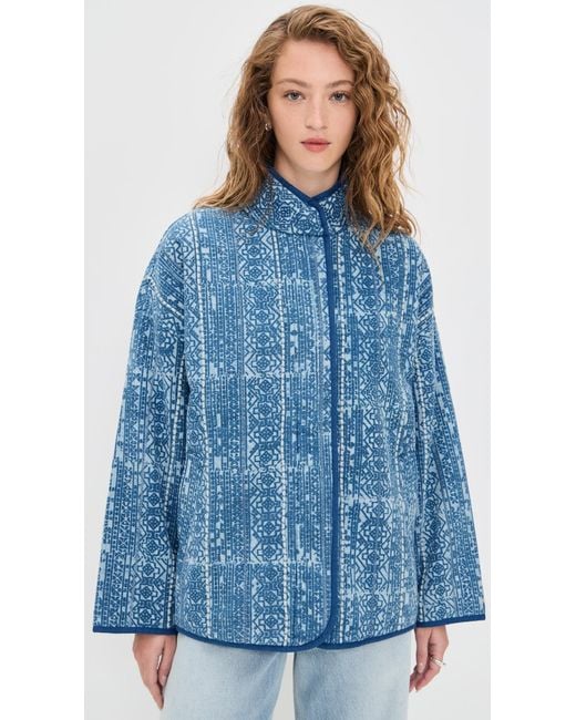 Faherty Brand Blue Quilted Patchwork Jacket