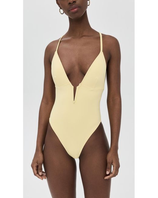GOOD AMERICAN Yellow Deep V Compression Swimsuit