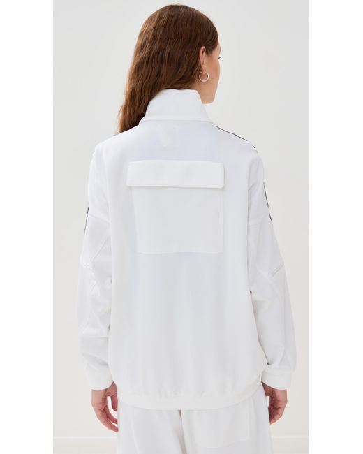 Tibi White Active Knit Zipper Detailed Track Jacket