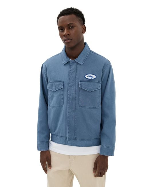 Obey Blue Tilton Twill Work Jacket for men
