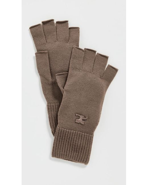 Courreges Brown Ac Wool Gloves