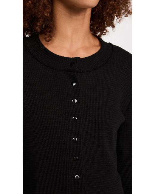 ASKK NY Black Snap Henley Top