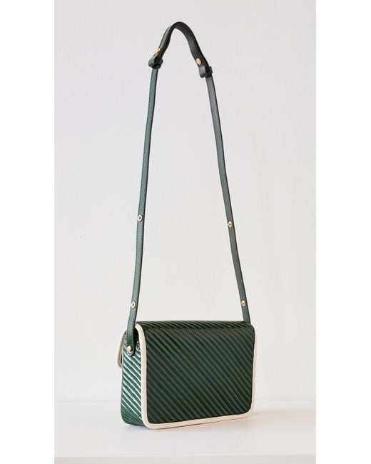 Tory Burch Green Robinson Puffy Patent Quilted Convertible Bag