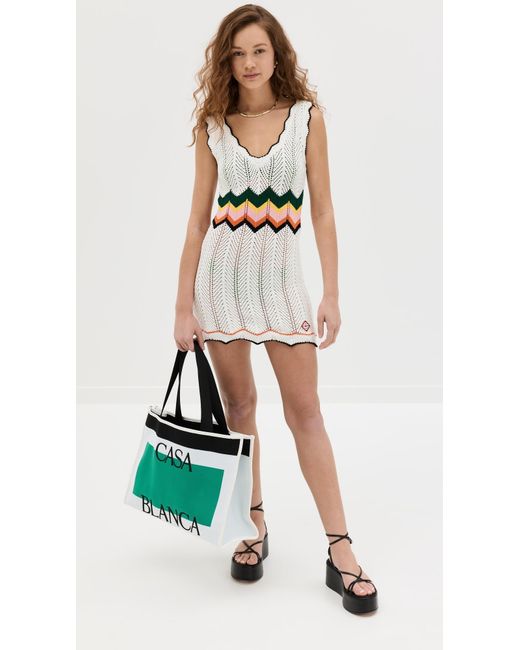 Casablancabrand Green Knitted Shopper Bag