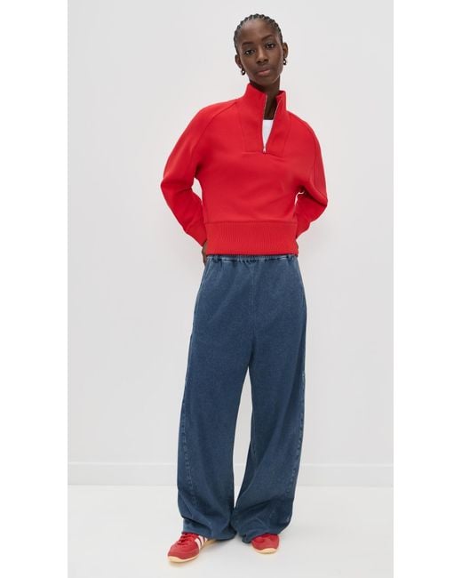 Le Bos Red Thea Quarter-Zip Pullover