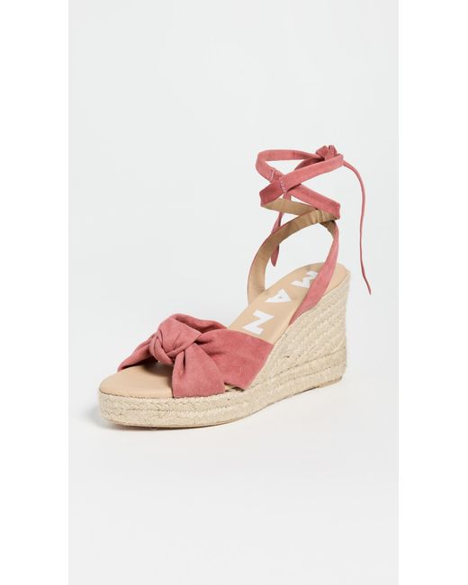 Manebí Pink Wedge Knotted Espadrilles