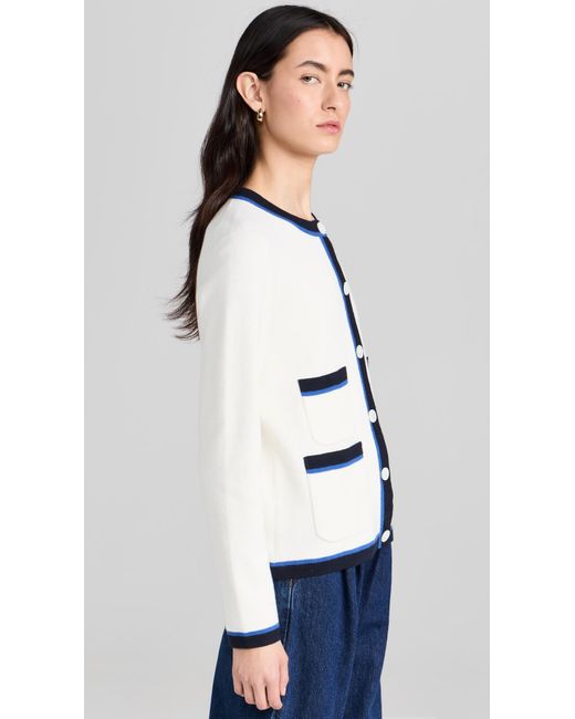 Alex Mill White Aex I Caie Tipped Cardigan Ivory/navy/bue