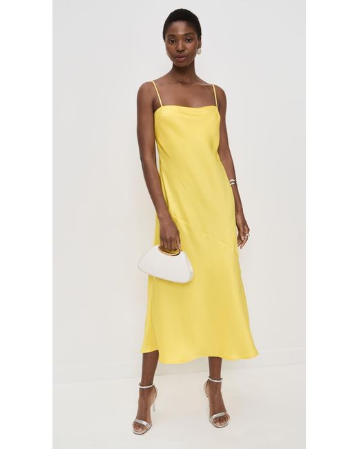 Susana Monaco Satin Bias Cut Slip Dress in Yellow | Lyst