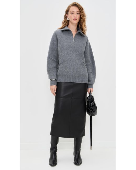 Helmut Lang Gray Boiled Zip Sweater