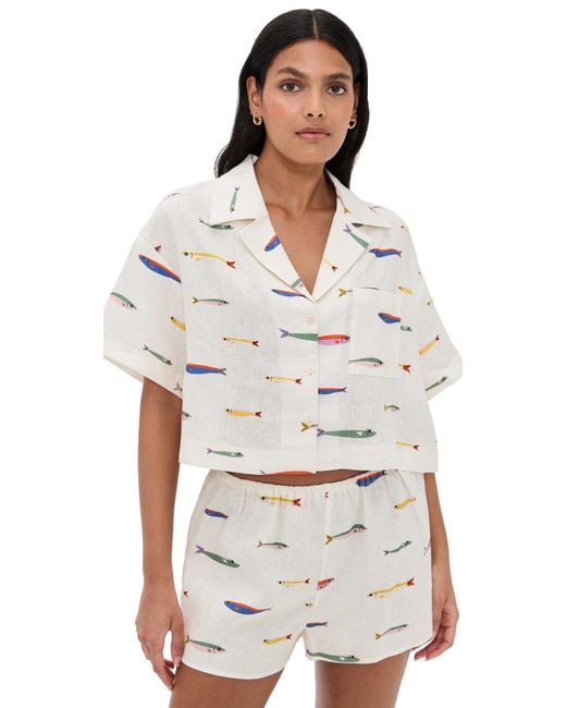 Staud White Daya Linen Top