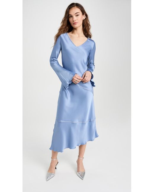 Acne Blue Fluid Long Sleeve Dress