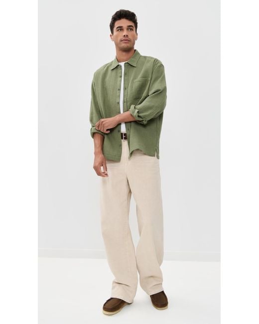 Bather Green Waffle Leisure Shirt for men