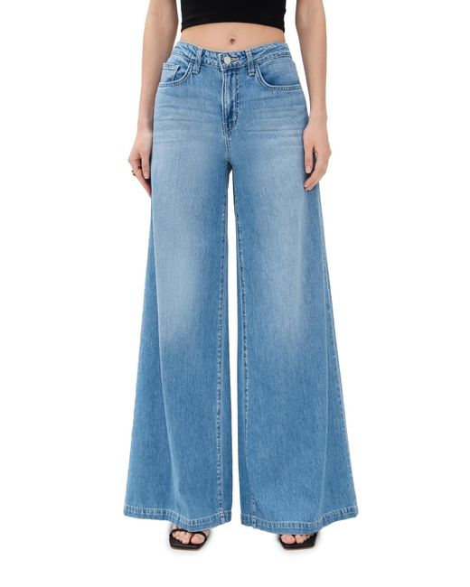 L'Agence Blue Quincy High Rise Wide Leg Jeans