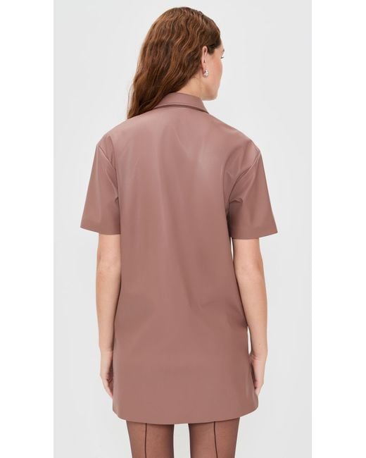 Le Bos Red Solene Faux Leather Polo Dress