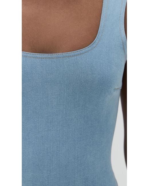 Commando Blue Do It All Denim Square Neck Thong Bodysuit