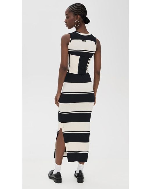 MSGM Black Striped Long Dress