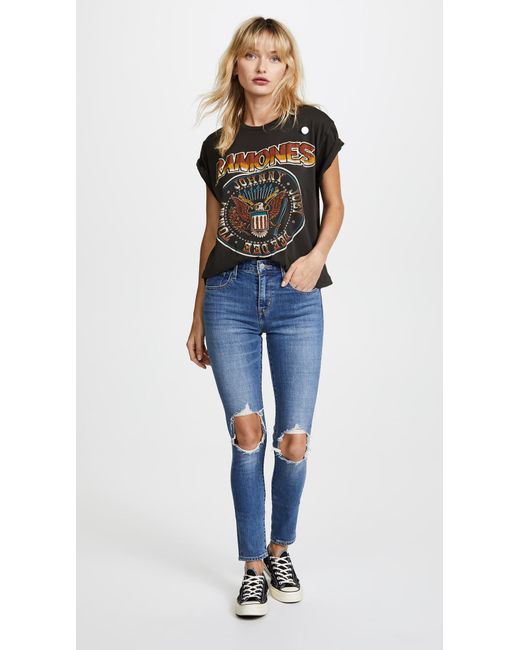 levi's 721 high rise distressed skinny jeans