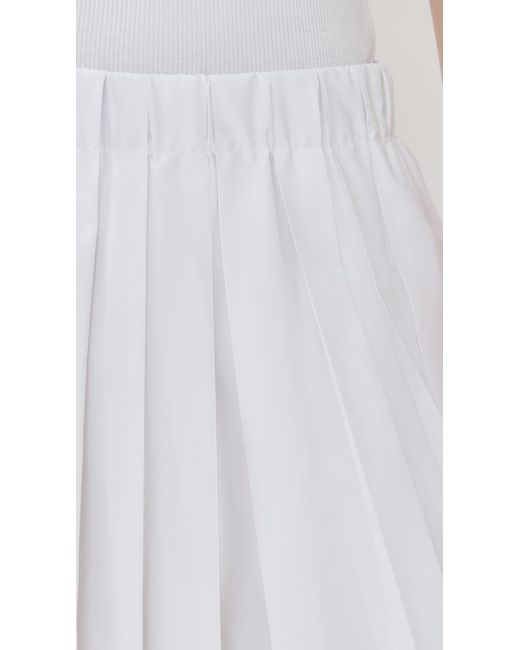 Tibi White Pleated Pull-On Skirt