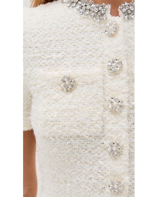 Self-Portrait White Cream Textured Knit Mini Dress