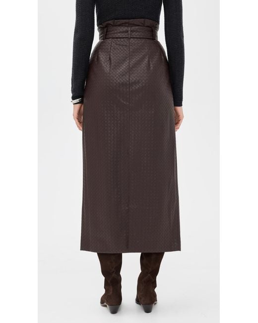 ROTATE BIRGER CHRISTENSEN Black Midi Paper Waist Skirt