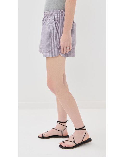 Tibi White Garment Dyed Seersucker Pull On Shorts