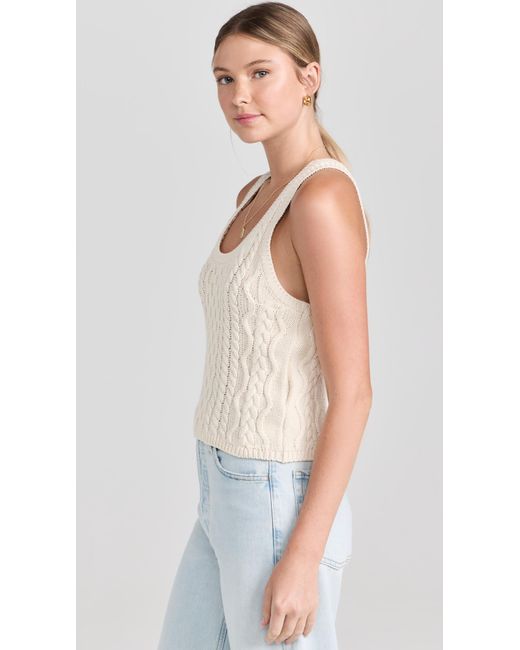Free People White High Tide Cable Tank