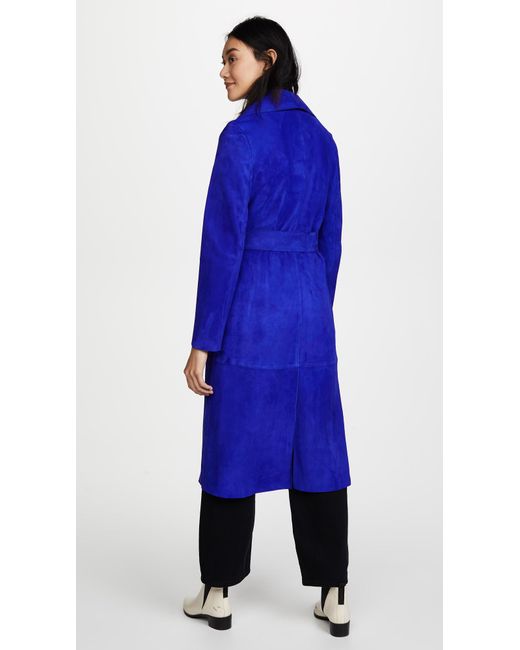 Diane von Furstenberg Suede Trench Coat in Blue | Lyst Canada
