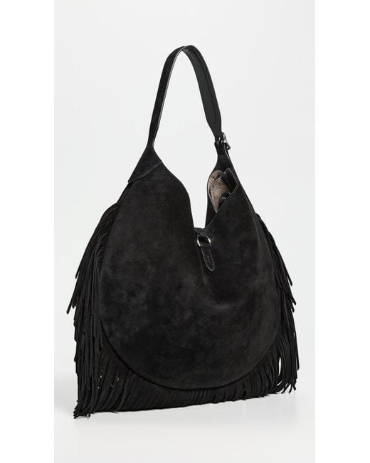 Polo Ralph Lauren Black Id Fringe Suede Shoulder Bag