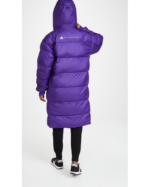 purple long down coat