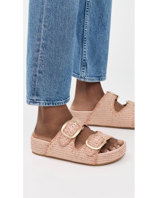 Loeffler Randall Pink Theo Two Band Sandals Wedge Shoes 9.5 B