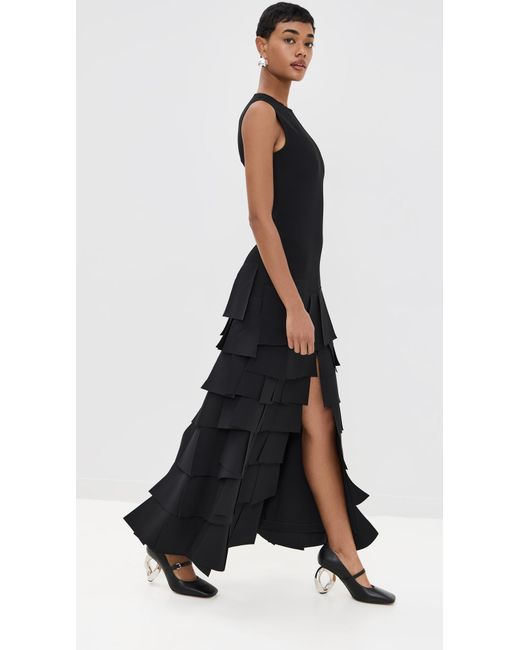 awake mode black dress A.w.a.k.e. Mode V-neck Asymmetric Dress