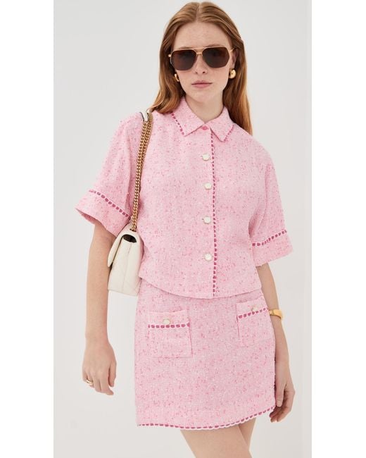 Jonathan Simkhai Pink Khloe Button Down