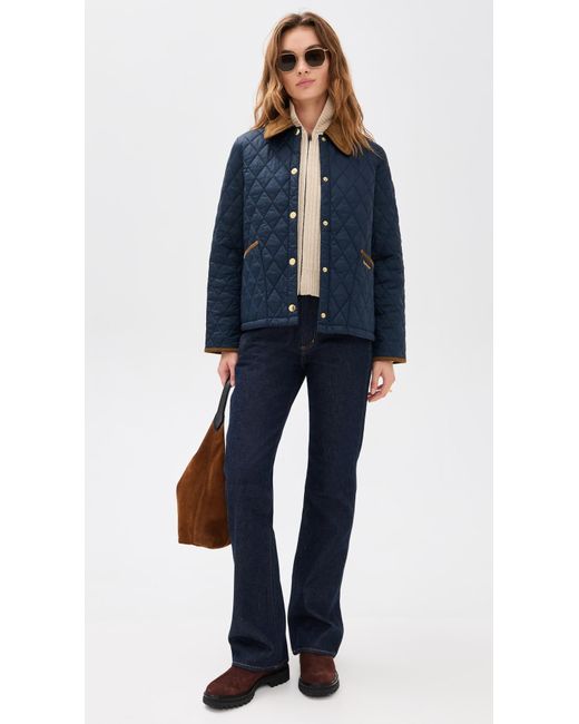 Barbour Blue Icons Cropped Liddesdale Quilted Barn Jacket
