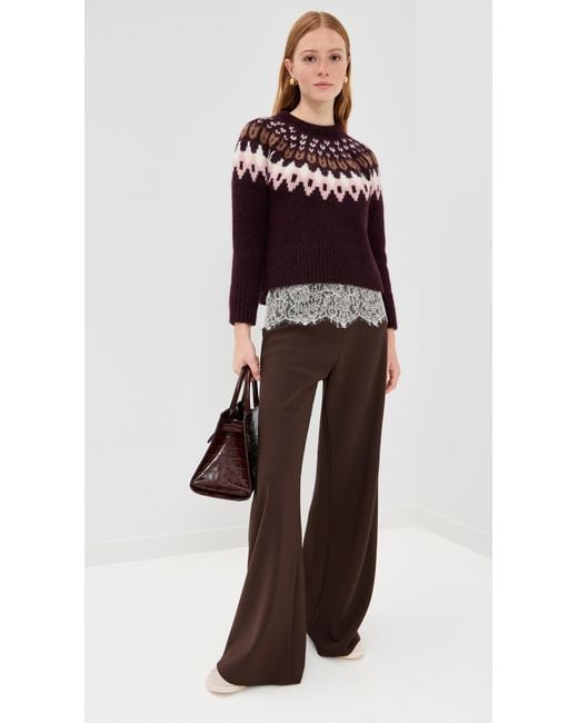 Veronica Beard Red Anne Fair Isle Pullover