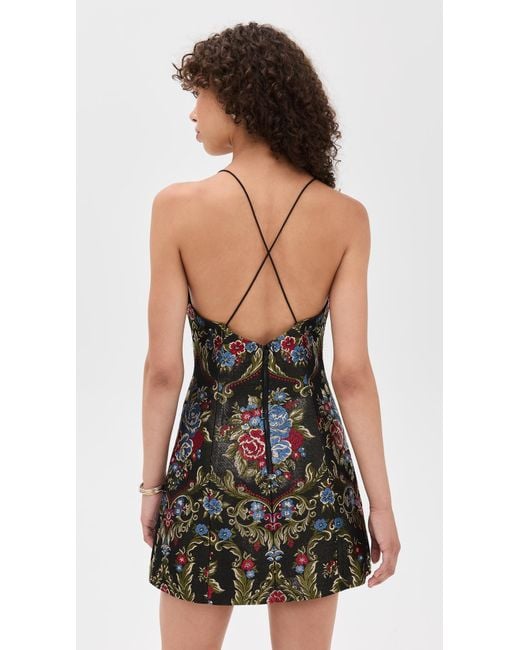 Alice + Olivia Black Tayla Floral Jacquard Structured Mini Dress